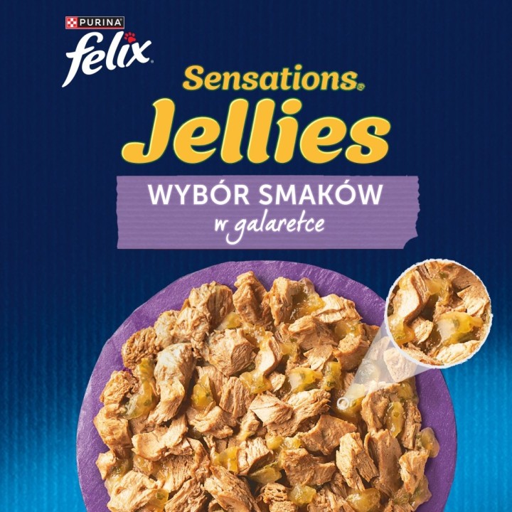 Purina Felix Sensations Mix Tacchino Sgombro Agnello Aringa - Cibo Umido per Gatti - 12x85 g