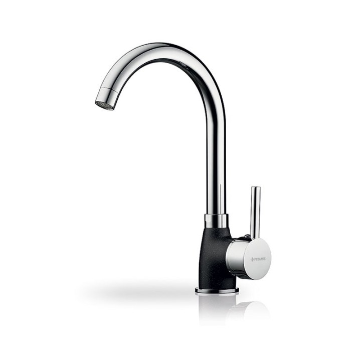 Pyramis Miscelatore da cucina Bello Duo 090927138 Granito argento/nero puntinato