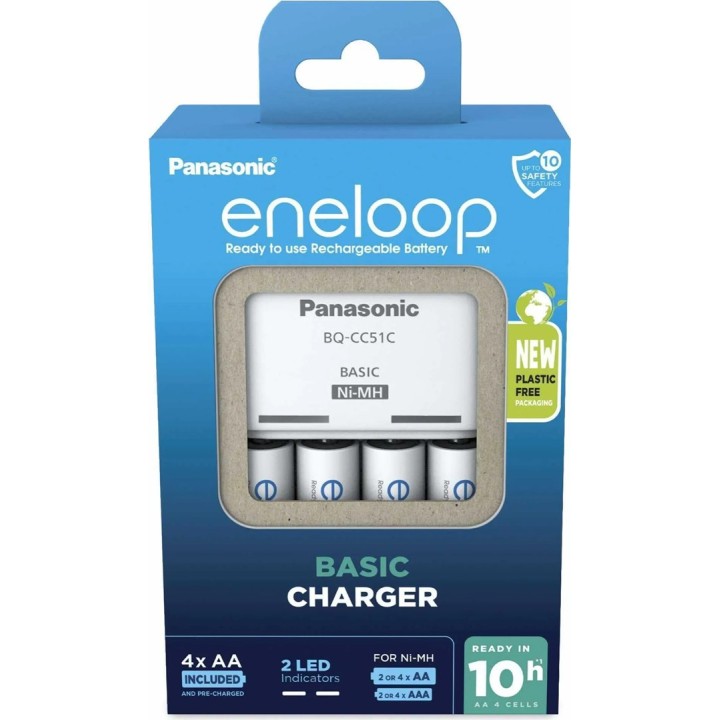 Caricabatterie PANASONIC Eneloop Basic BQ-CC51 + 4x AA 2000 mAh (K-KJ51MCD40E)