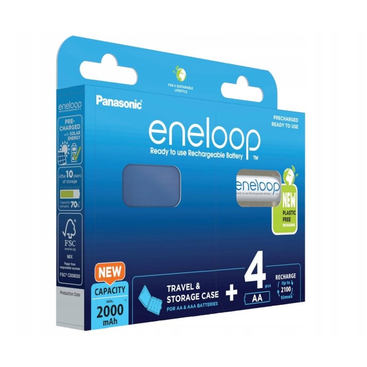 Batterie ricaricabili PANASONIC ENELOOP AA 2000 mAh 4 szt + case (BK-3MCDE/4CP+CASE)
