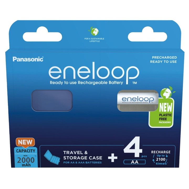 Batterie ricaricabili PANASONIC ENELOOP AA 2000 mAh 4 szt + case (BK-3MCDE/4CP+CASE)
