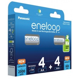 Batterie ricaricabili PANASONIC ENELOOP 4x AA 2000 mAh + 4x AAA 800 mAh 8 szt (BK-3MCDE+4MCDE/8CP)