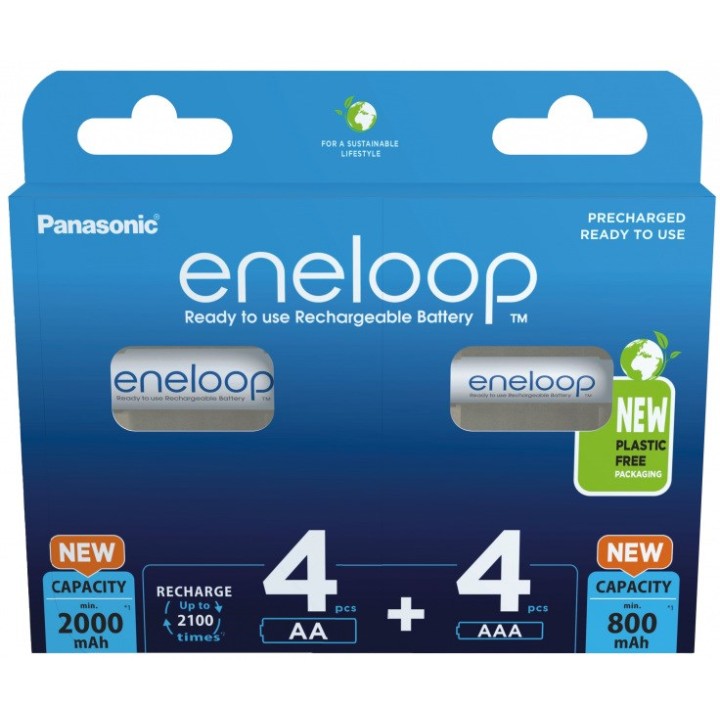 Batterie ricaricabili PANASONIC ENELOOP 4x AA 2000 mAh + 4x AAA 800 mAh 8 szt (BK-3MCDE+4MCDE/8CP)