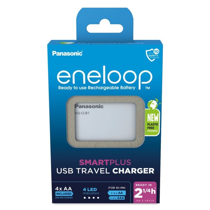 Caricabatterie USB PANASONIC Eneloop Smartplus BQ-CC87 + 4x AA 2000 mAh (K-KJ87MCD40USB)