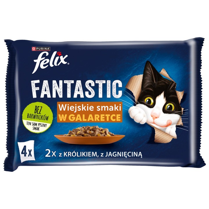 Felix Fantastic coniglio agnello - cibo umido per gatti 340 g (4x 85 g)