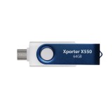 Patriot Memory 64GB Xporter X550 USB chiavetta flash doppia USB A+C (PS64GX550AAD) bianco blu