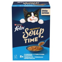 PURINA Felix Original Soup Time Box Pesce - cibo umido per gatti - 6x48g