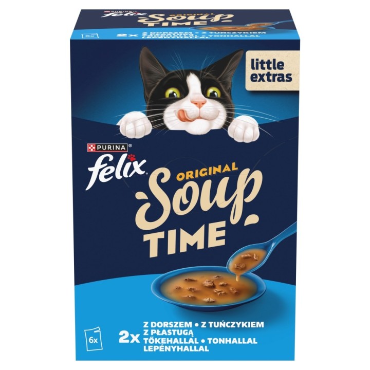 PURINA Felix Original Soup Time Box Pesce - cibo umido per gatti - 6x48g