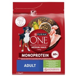 PURINA One Adult Medium/Maxi Monoprotein Ricco di tacchino - cibo secco per cani - 2 5kg