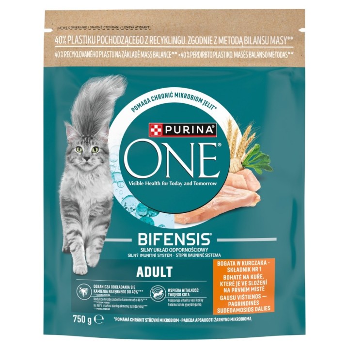 PURINA One Bifensis Adult Ricco di pollo - cibo secco per gatti - 750g