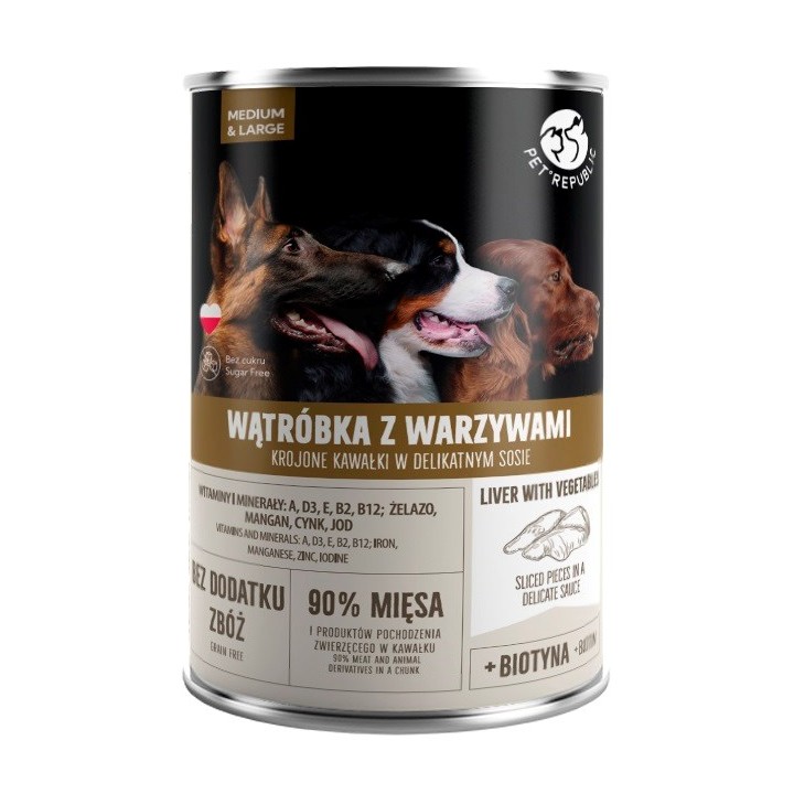 PET REPUBLIC Adult Medium & Large Fegato con verdure - cibo umido per cani - 1250g