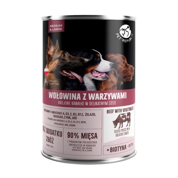 PET REPUBLIC Adult Medium & Large Manzo con verdure - cibo umido per cani - 1250g