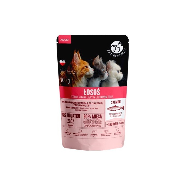 PET REPUBLIC Adult Salmone finemente tritato - cibo umido per gatti- 100 g