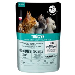 PET REPUBLIC Steril Tonno finemente tritato in salsa - cibo umido per gatti - 100 g
