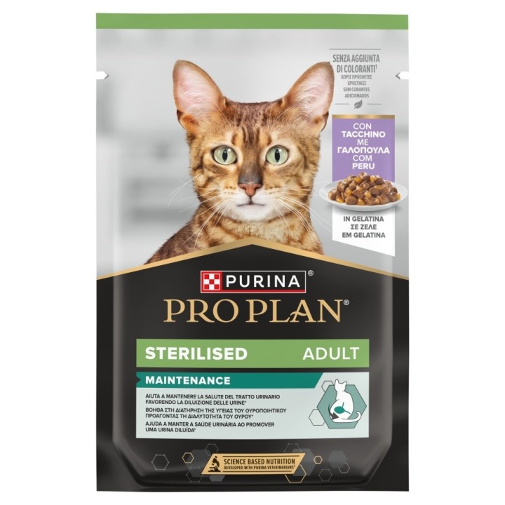 PURINA Pro Plan Sterilised Adult Maintenance Tacchino in gelatina - cibo umido per gatti - 85g
