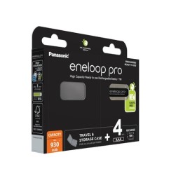 Batterie ricaricabili PANASONIC ENELOOP PRO AAA 930 mAh 4 szt + case (BK-4HCDE/4CP+CASE)