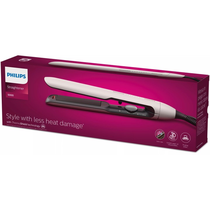 Philips 5000 serie BHS515/00 strumento per lo styling dei capelli piastra lisciante bianco caldo 1.8 m