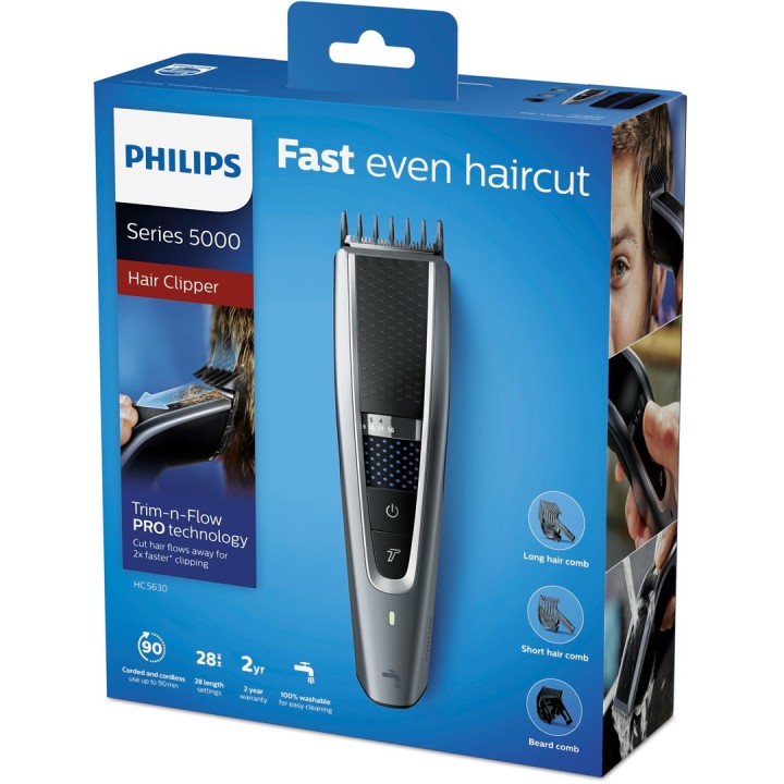 Philips 5000 serie HC5630/15 tagliacapelli/rasoio Nero Argento