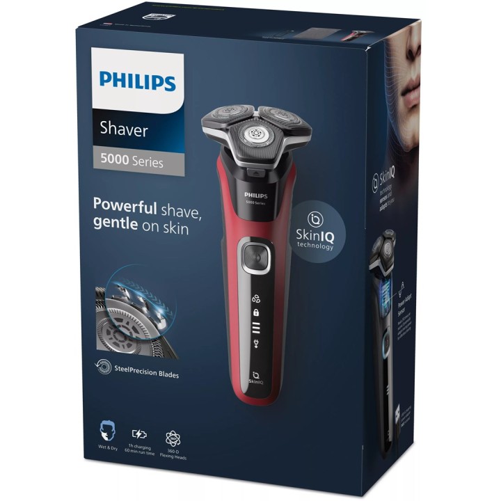 Philips SHAVER Serie 5000 S5883/10 rasoio uomo Rasoio rotante Trimmer Nero Rosso
