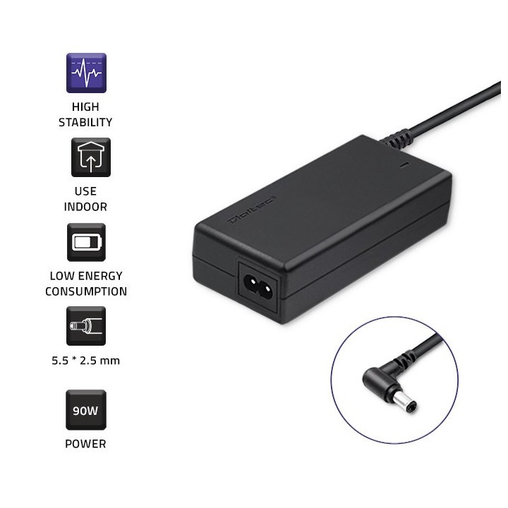 Qoltec 50075.90W alimentatore per Asus | 90W | 19V | 4.9A | 5.5*2.5 | +cavo alimentazione