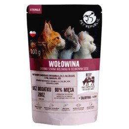 PET REPUBLIC Sterile Manzo finemente tritato - cibo umido per gatti- 100 g