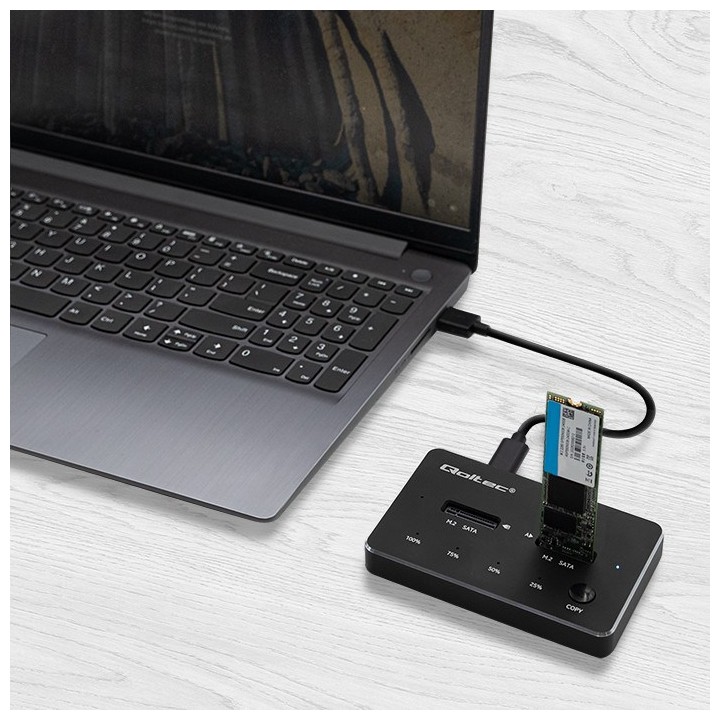 Qoltec 50310 stazione aggancio unità 2x SSD M.2 SATA | NGFF | USB tipo C