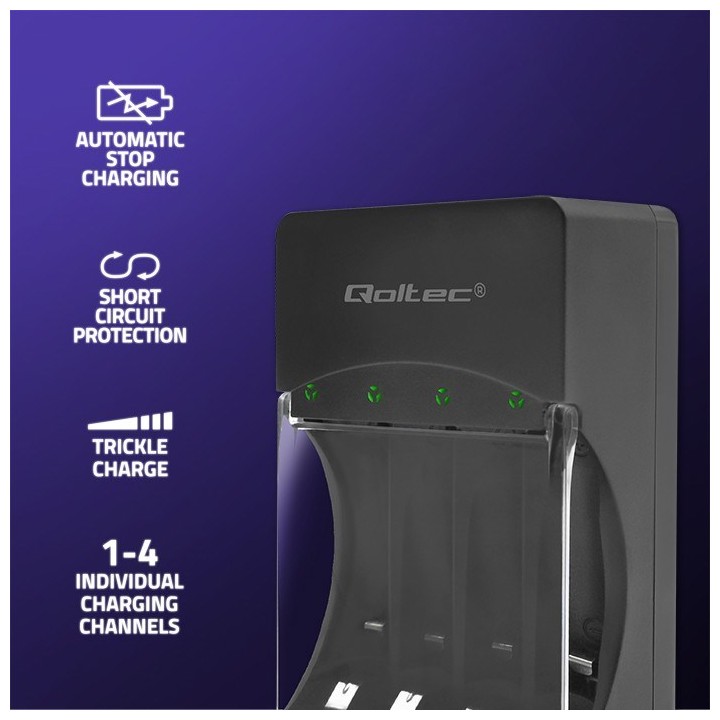 Qoltec 50653 caricabatterie per tipo Ni-MH R03/AAA R6/AA