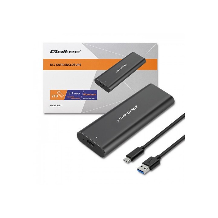 Qoltec 50312 alloggiamento per unità di archiviazione SSD nero M.2