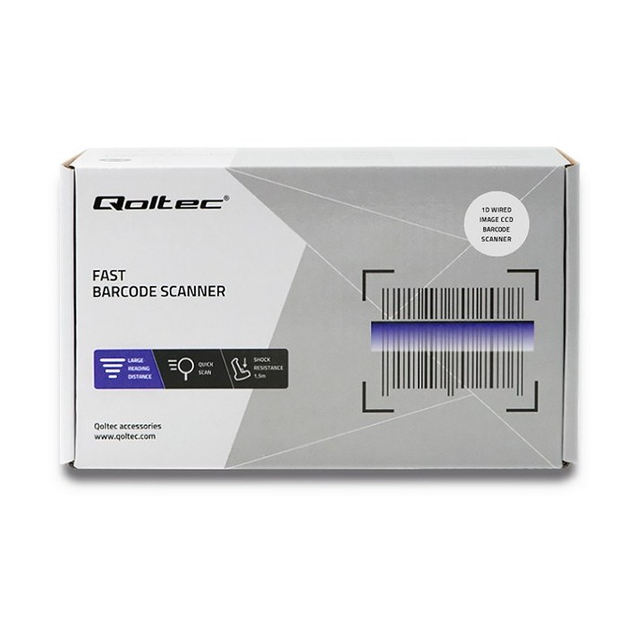 Qoltec 50866 lettore di codici a barre laser 1D | CCD | USB | nero