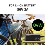 Qoltec 50761 caricabatterie per batterie e-bike 36V | 42V | 2A | 5.5*2.5