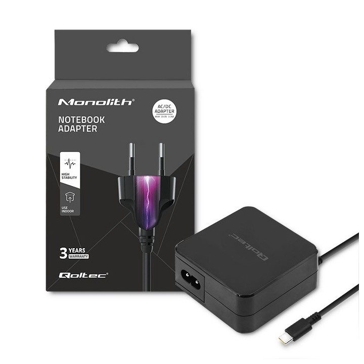 Qoltec 51027 Caricabatterie | 65W | 5-20.3V | 2-3.25A | USB type C | PD