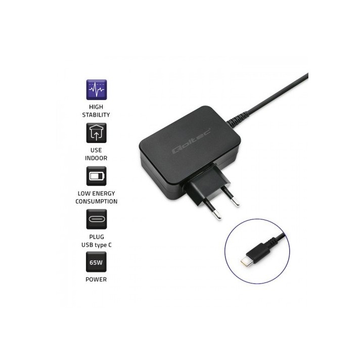 Qoltec 51024 caricatore dispositivi mobili universale nero AC ricarica veloce interno