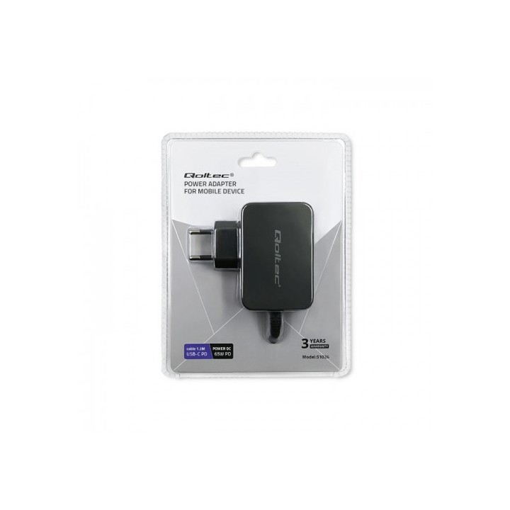 Qoltec 51024 caricatore dispositivi mobili universale nero AC ricarica veloce interno