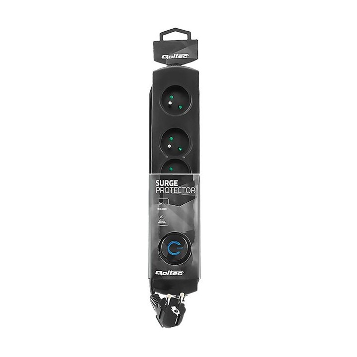Qoltec 50104 protezione da sovratensione 4 AC presa/e 230 V 1.5 m nero