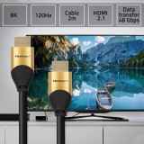 Qoltec 50355 HDMI v2.1 cavo ultraveloce 8K | 60Hz | 28AWG | GOLD | 2m