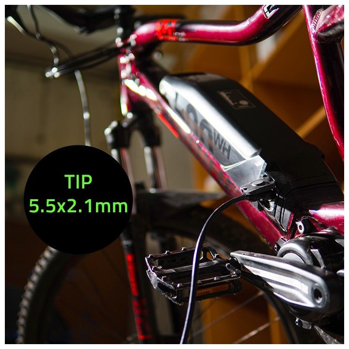 Qoltec 50760 caricabatterie per batterie e-bike 36V | 42V | 2A | 5.5*2.1