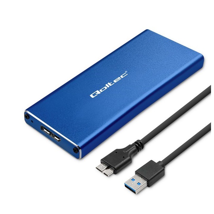 Qoltec 51832 Case | disco M.2 SSD | SATA | NGFF| USB 3.0 | Super speed 5Gb/s | 2TB | blu