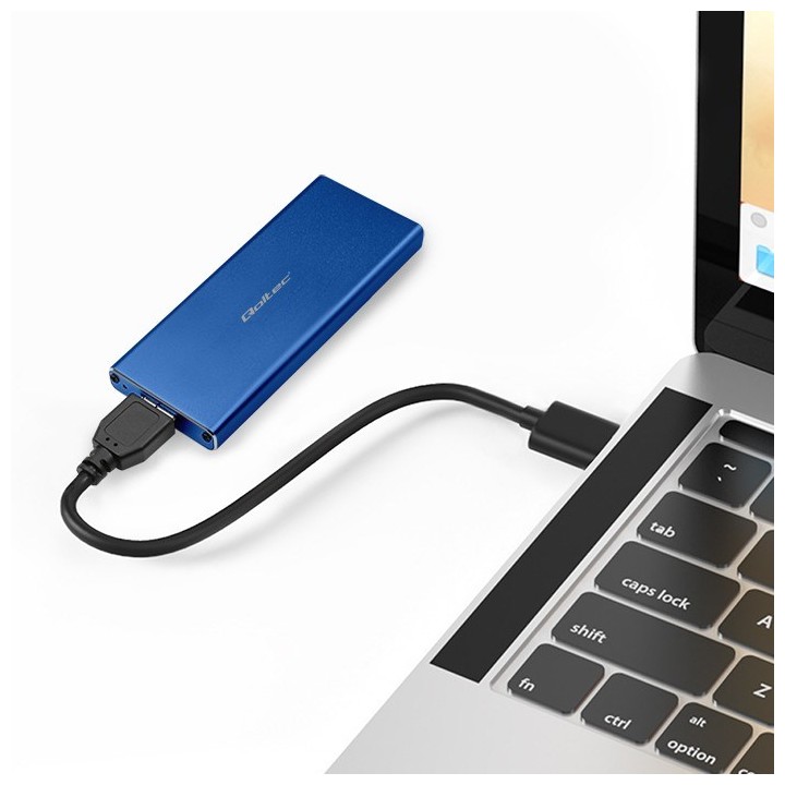 Qoltec 51832 Case | disco M.2 SSD | SATA | NGFF| USB 3.0 | Super speed 5Gb/s | 2TB | blu