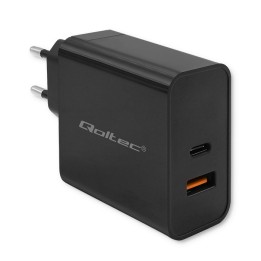 Qoltec 52381 Caricabatterie superrapido PD | 1xUSB-C | 1xUSB| 90W | 5-20V | 2.4-4.35A | nero
