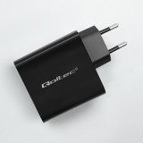 Qoltec 52381 Caricabatterie superrapido PD | 1xUSB-C | 1xUSB| 90W | 5-20V | 2.4-4.35A | nero