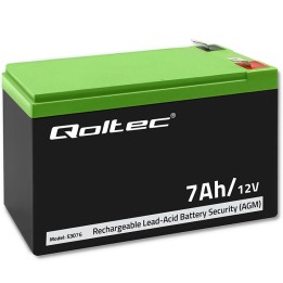 Qoltec 53076 AGM Batteria | 12V | 7Ah | Sicurezza