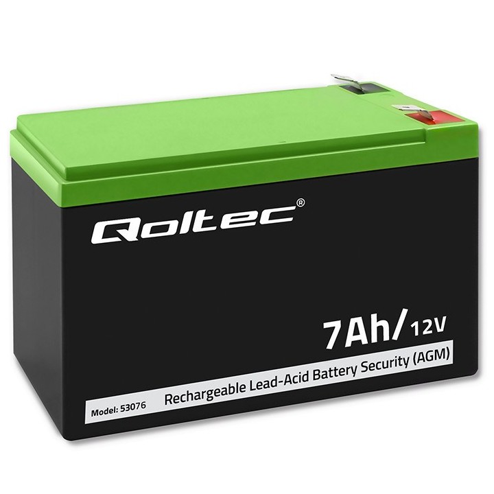 Qoltec 53076 AGM Batteria | 12V | 7Ah | Sicurezza