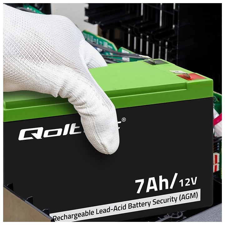 Qoltec 53076 AGM Batteria | 12V | 7Ah | Sicurezza