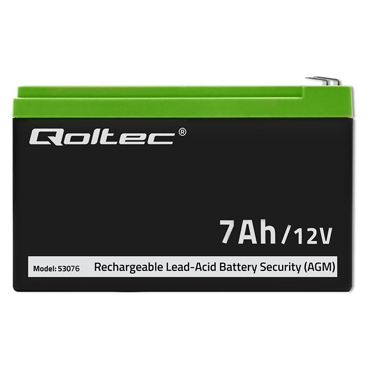 Qoltec 53076 AGM Batteria | 12V | 7Ah | Sicurezza