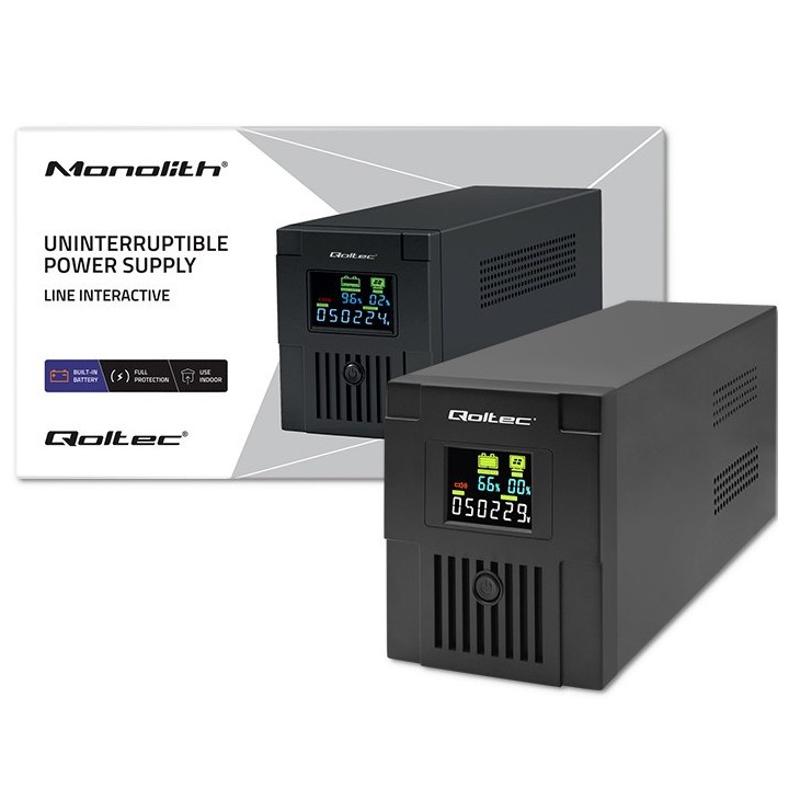 Qoltec 53770 Gruppo di continuità (UPS) Line-Interactive 1.5 kVA 900 W 2 AC presa/e