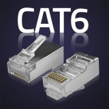 Qoltec 54556 RJ45 connettore modulare | CAT6 | FTP | contatti placcati in oro | 100 pezzi