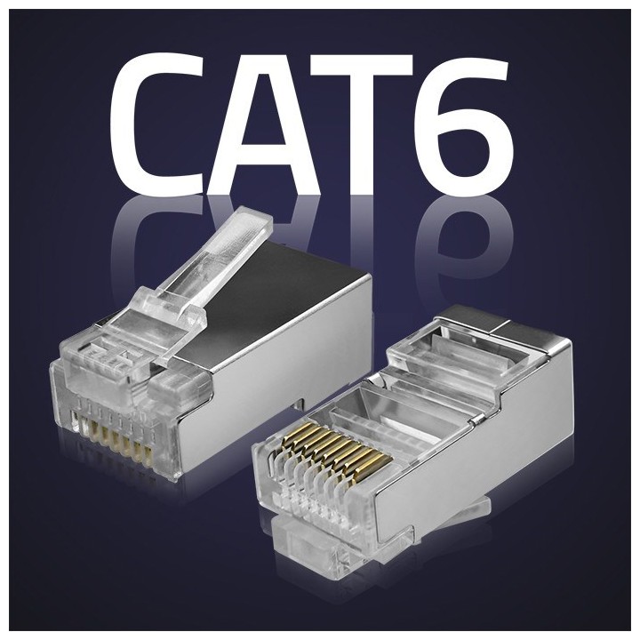 Qoltec 54556 RJ45 connettore modulare | CAT6 | FTP | contatti placcati in oro | 100 pezzi