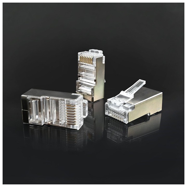 Qoltec 54556 RJ45 connettore modulare | CAT6 | FTP | contatti placcati in oro | 100 pezzi