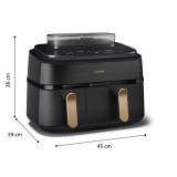 Philips 5000 serie NA552/00 friggitrice Doppia 9 L Autonoma 2750 W Friggitrice ad aria calda Nero Oro