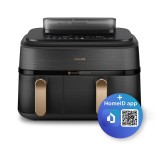 Philips 5000 serie NA552/00 friggitrice Doppia 9 L Autonoma 2750 W Friggitrice ad aria calda Nero Oro